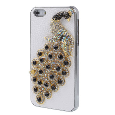 Diamond Pearl 3D Pattern Peacock Style Diamond Series Metal Frame Case for iPhone 5