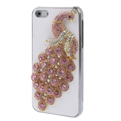 Diamond Pearl 3D Pattern Peacock Style Diamond Series Metal Frame Case for iPhone 5