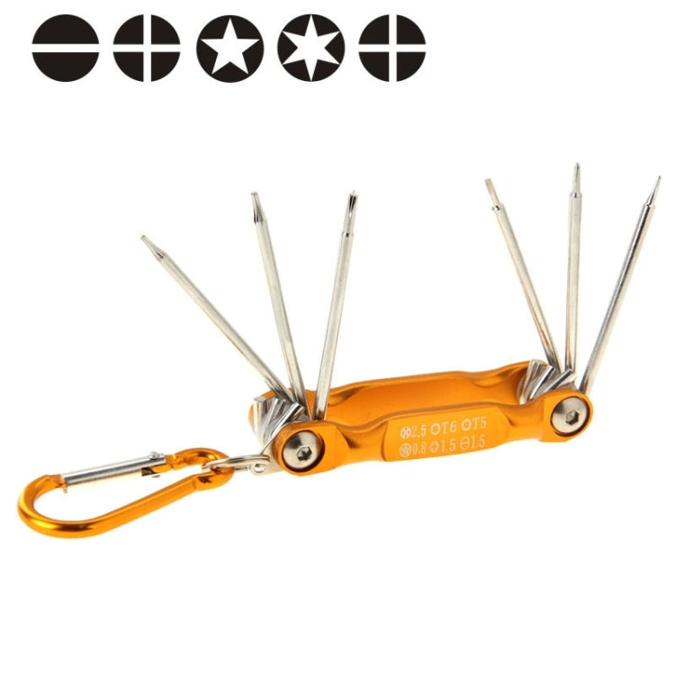 SUNSHINE SD-8100 Universal 6 in 1 Magnetic Precision Screwdrivers Tools Sets with Carabiner for