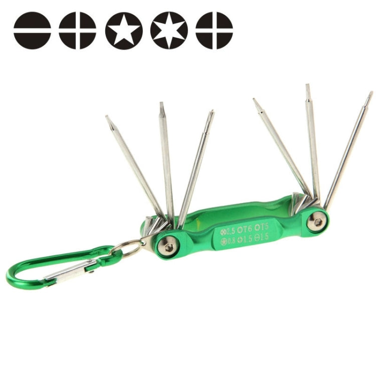 SUNSHINE SD-8100 Universal 6 in 1 Magnetic Precision Screwdrivers Tools Sets with Carabiner for