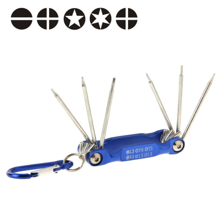 SUNSHINE SD-8100 Universal 6 in 1 Magnetic Precision Screwdrivers Tools Sets with Carabiner for