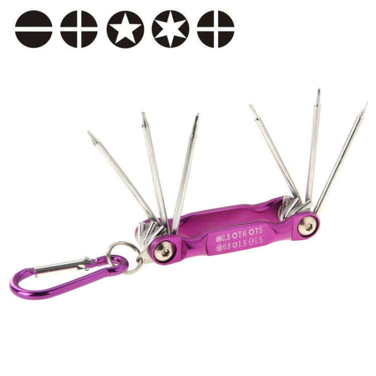 SUNSHINE SD-8100 Universal 6 in 1 Magnetic Precision Screwdrivers Tools Sets with Carabiner for