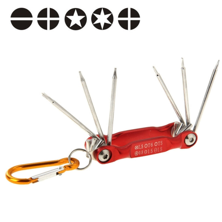 SUNSHINE SD-8100 Universal 6 in 1 Magnetic Precision Screwdrivers Tools Sets with Carabiner for