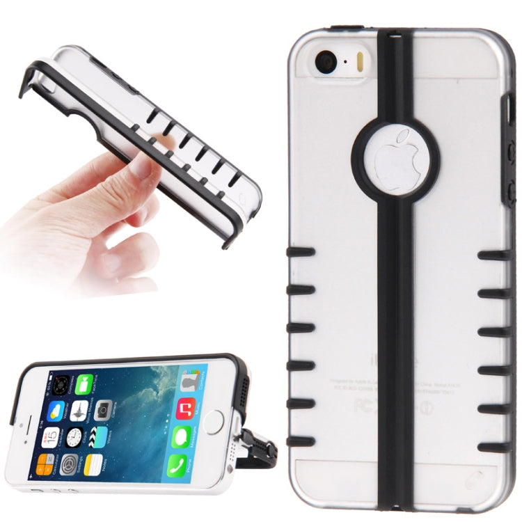 Transparent Transform Shell Plastic + TPU Case for iPhone 5 & 5s & SE & SE (Black)