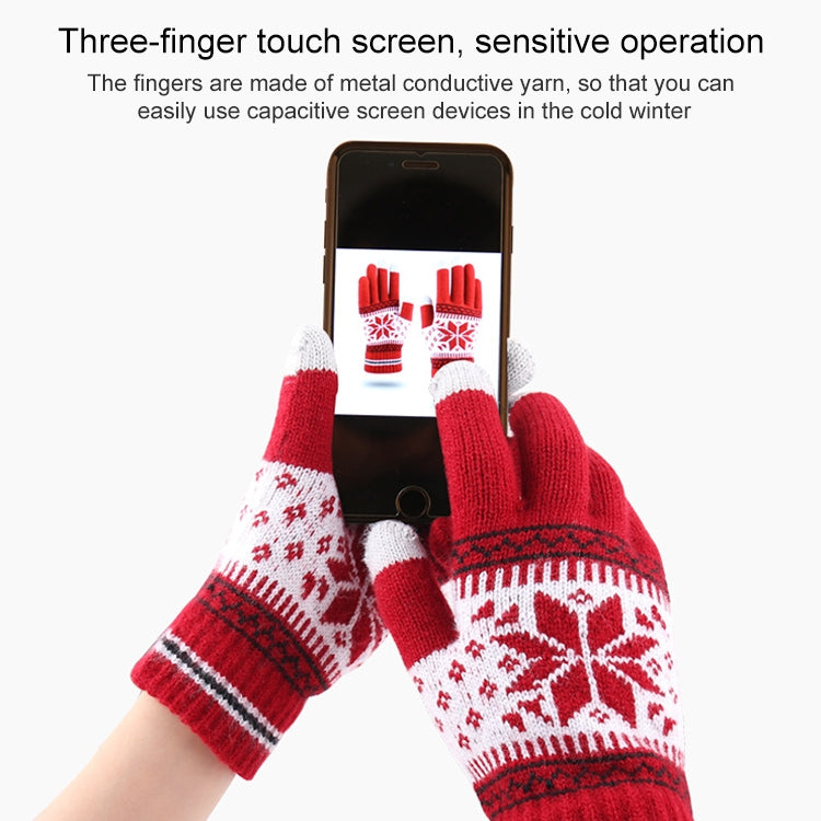 Multifunctional Three Fingers Touch Screen Wool Warm Gloves, For iPhone, Galaxy, Huawei, Xiaomi,