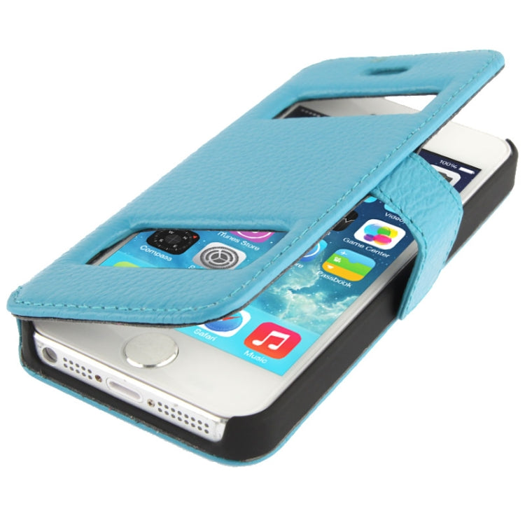 Litchi Texture Leather Case with Call Display ID for iPhone 5 & 5S