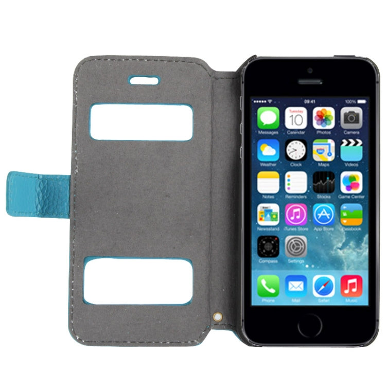 Litchi Texture Leather Case with Call Display ID for iPhone 5 & 5S