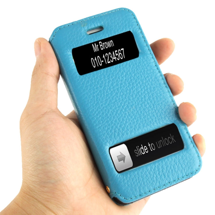 Litchi Texture Leather Case with Call Display ID for iPhone 5 & 5S