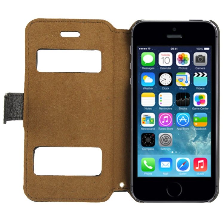 Litchi Texture Leather Case with Call Display ID for iPhone 5 & 5S