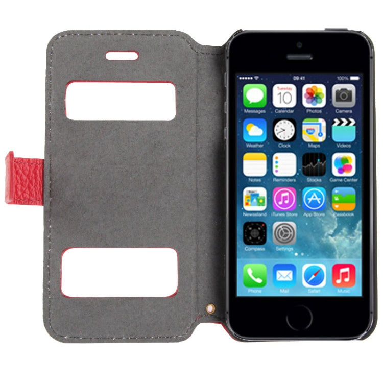 Litchi Texture Leather Case with Call Display ID for iPhone 5 & 5S