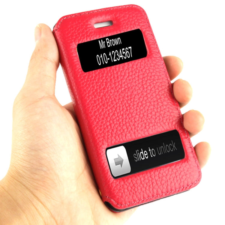 Litchi Texture Leather Case with Call Display ID for iPhone 5 & 5S