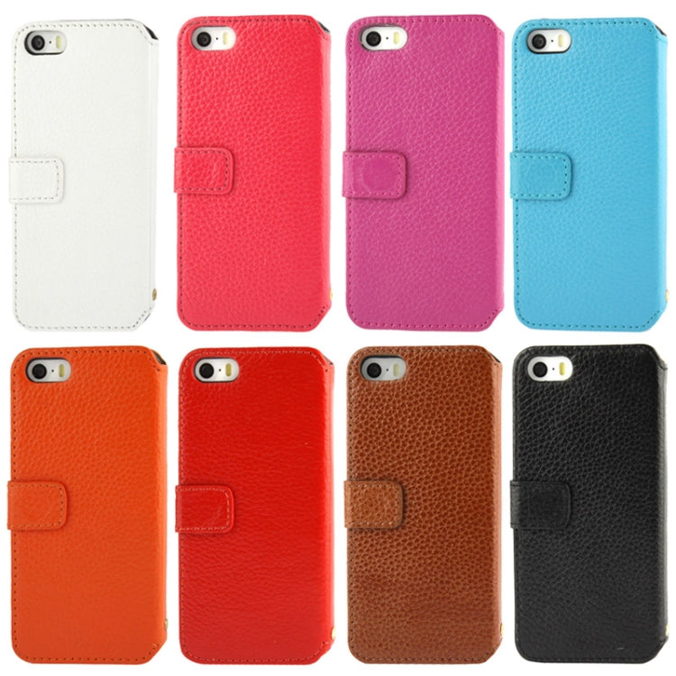 Litchi Texture Leather Case with Call Display ID for iPhone 5 & 5S