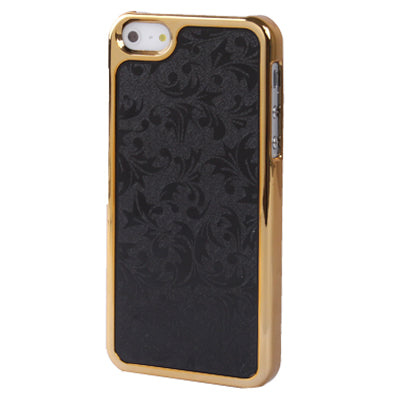 Figure Pattern Golden Frame Plastic Case for iPhone 5 (Black)