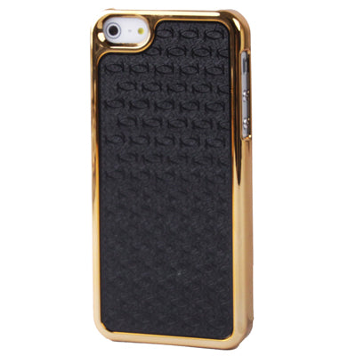 Geometric Pattern Golden Frame Plastic Case for iPhone 5 & 5s & SE (Black)