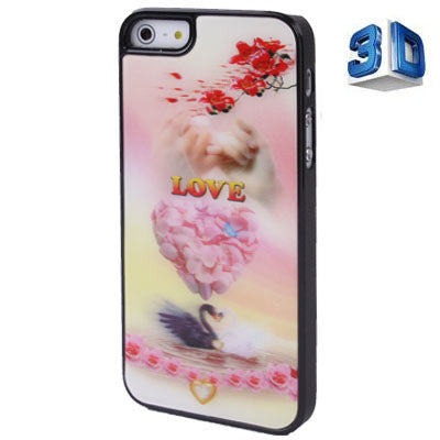 3D Effects Style Swan Pattern Plastic Case for iPhone 5 & 5s & SE