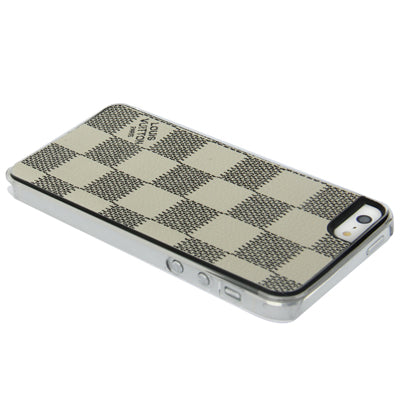 LV Brand Weaving Pattern Pasting Skin Plastic Case for iPhone 5 & 5s & SE (White)
