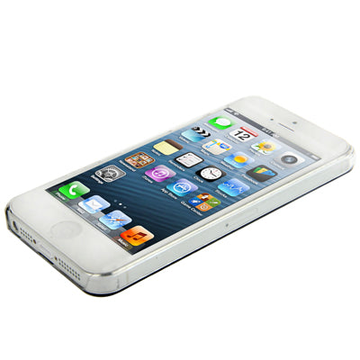 LV Brand Weaving Pattern Pasting Skin Plastic Case for iPhone 5 & 5s & SE (White)