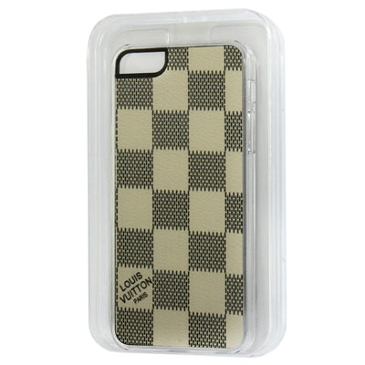 LV Brand Weaving Pattern Pasting Skin Plastic Case for iPhone 5 & 5s & SE (White)