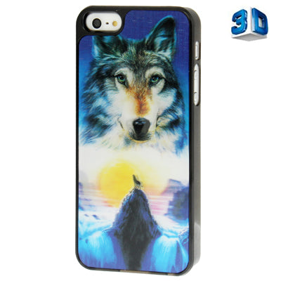 3D Effects Style Wolf Pattern Plastic Case for iPhone 5 & 5s & SE