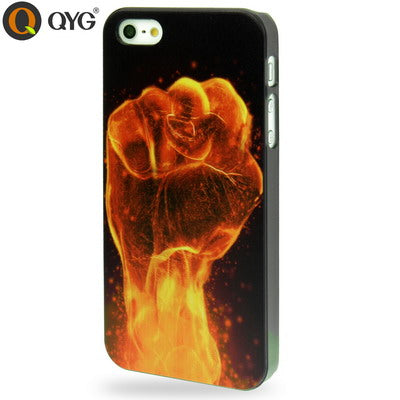QYG Q-case High Quality Fire Hand Pattern Plastic Protective Case for iPhone 5