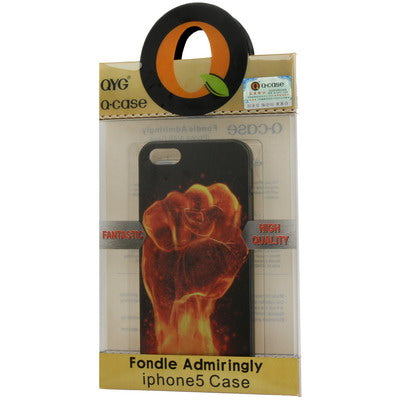 QYG Q-case High Quality Fire Hand Pattern Plastic Protective Case for iPhone 5