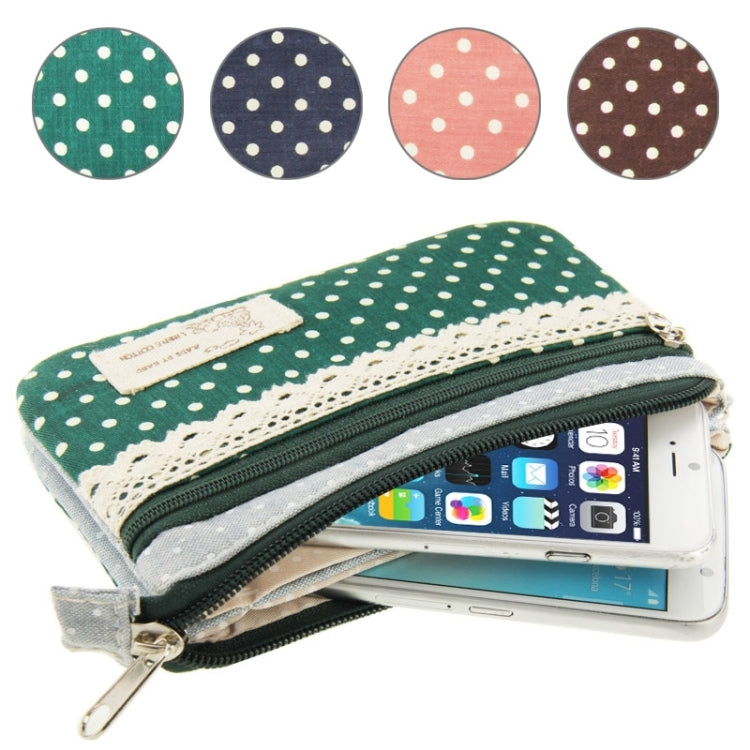 Polka-dotted Pattern Cloth Carry Bag with Wrist Strap for iPhone 6 & 6S & 5 & 5S & 5C / iPhone 4 & 4S / i9500 / i9300 (Random Color Delivery)