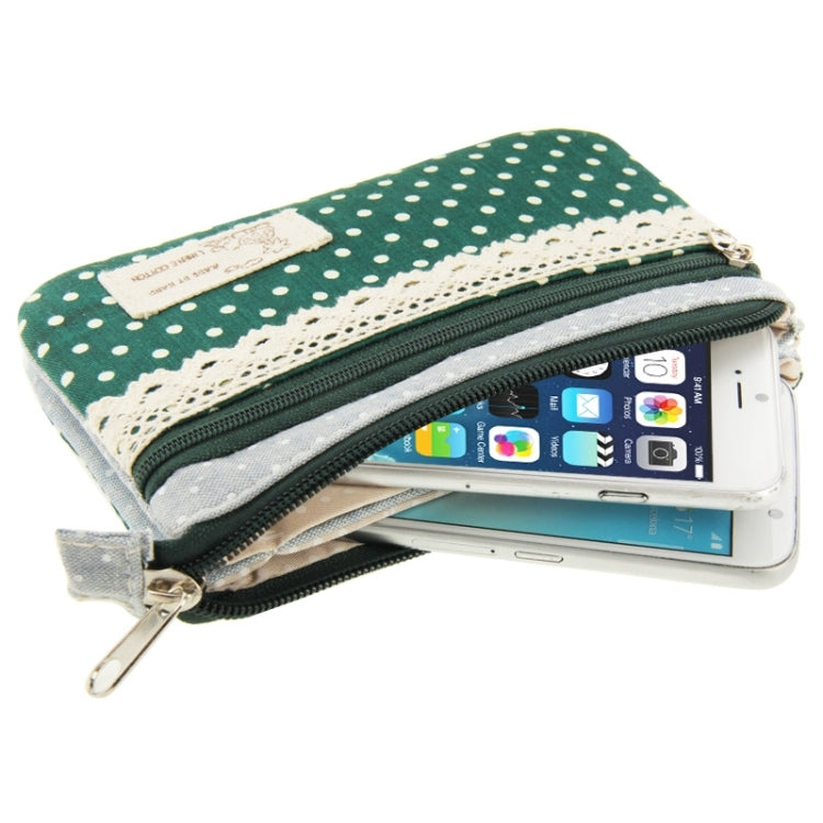 Polka-dotted Pattern Cloth Carry Bag with Wrist Strap for iPhone 6 & 6S & 5 & 5S & 5C / iPhone 4 & 4S / i9500 / i9300 (Random Color Delivery)