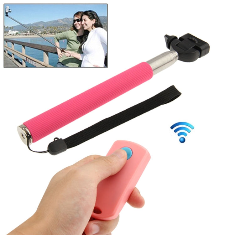Extendable Hand Held Monopod & Bluetooth Shutter for iPhone / iPad and Galaxy (Pink)
