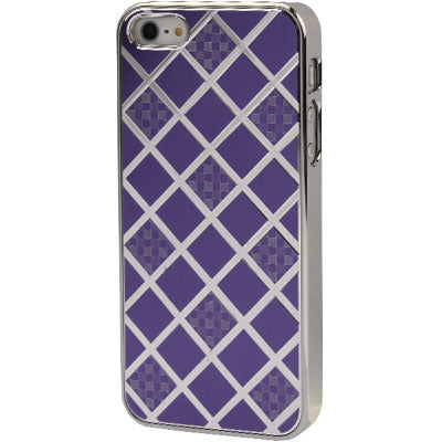 Grid Texture Metal Brushed Plastic Case for iPhone 5 & 5s & SE (Purple)