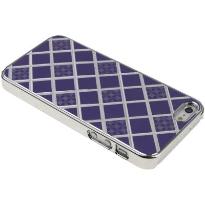 Grid Texture Metal Brushed Plastic Case for iPhone 5 & 5s & SE (Purple)