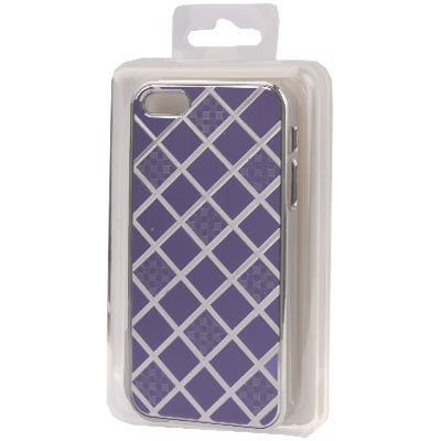 Grid Texture Metal Brushed Plastic Case for iPhone 5 & 5s & SE (Purple)