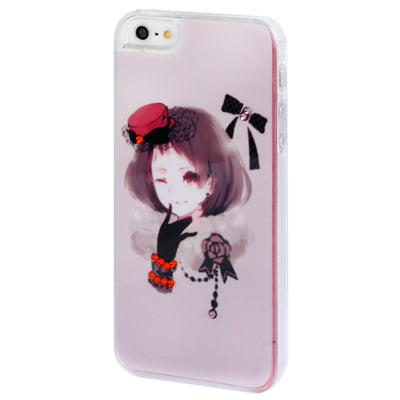 Girl Watercolor Pattern Diamond Encrusted Plastic Case for iPhone 5 & 5s & SE