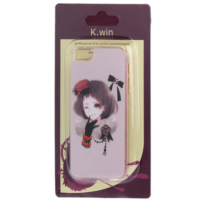 Girl Watercolor Pattern Diamond Encrusted Plastic Case for iPhone 5 & 5s & SE
