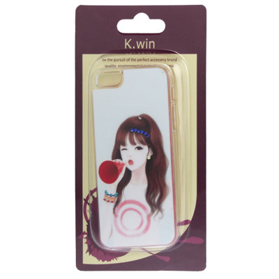 Lovely Girl Pattern Diamond Encrusted Plastic Case for iPhone 5 & 5S