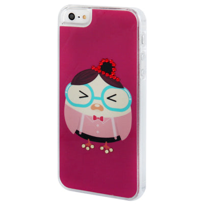 Cartoon Girl Pattern Diamond Encrusted Plastic Case for iPhone 5 & 5s & SE