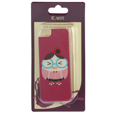 Cartoon Girl Pattern Diamond Encrusted Plastic Case for iPhone 5 & 5s & SE