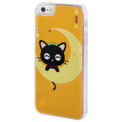 Cat Pattern Diamond Encrusted Plastic Case for iPhone 5 & 5s & SE