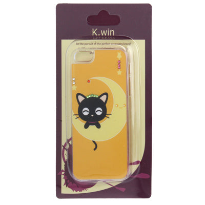Cat Pattern Diamond Encrusted Plastic Case for iPhone 5 & 5s & SE