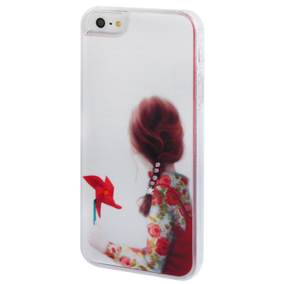Windmill Girl Pattern Diamond Encrusted Plastic Case for iPhone 5 & 5s & SE