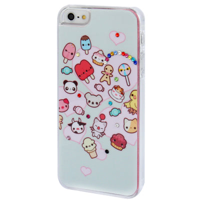 Dessert Pattern Diamond Encrusted Plastic Case for iPhone 5 & 5s & SE