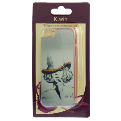 Sketch Handsome Girl Pattern  Diamond Encrusted Plastic Case for iPhone 5