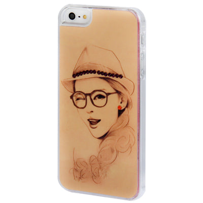 Flash Face Woman Pattern Diamond Encrusted Plastic Case for iPhone 5 & 5s & SE