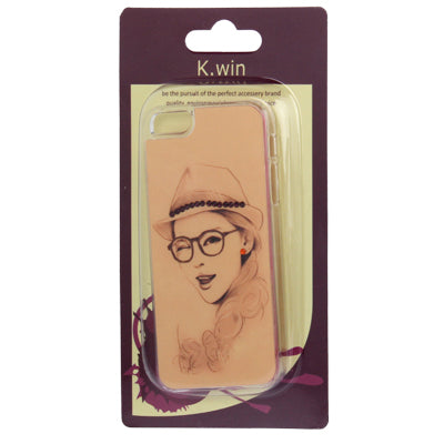Flash Face Woman Pattern Diamond Encrusted Plastic Case for iPhone 5 & 5s & SE