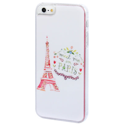 Eiffel Tower Colourful Pattern Diamond Encrusted Plastic Case for iPhone 5 & 5s & SE