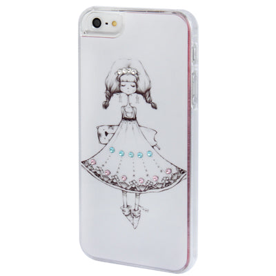 Cutie Pie Waitress Pattern Diamond Encrusted Plastic Case for iPhone 5 & 5s & SE