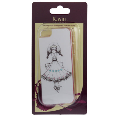 Cutie Pie Waitress Pattern Diamond Encrusted Plastic Case for iPhone 5 & 5s & SE