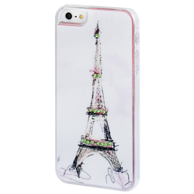 Eiffel Tower Pattern Diamond Encrusted Plastic Case for iPhone 5 & 5s & SE