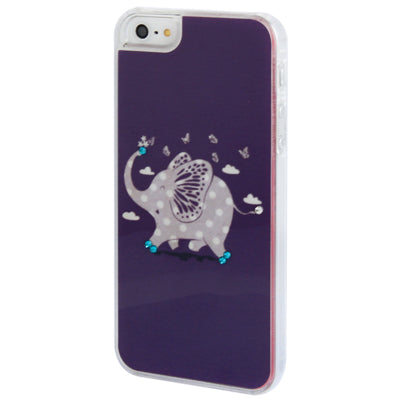 Running Elephant Pattern Diamond Encrusted Plastic Case for iPhone 5 & 5s & SE