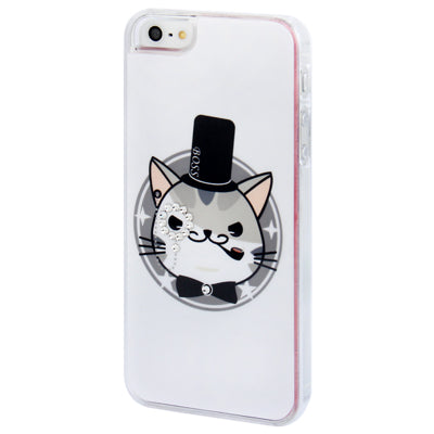 Jazz Cat Pattern Diamond Encrusted Plastic Case for iPhone 5 & 5s & SE