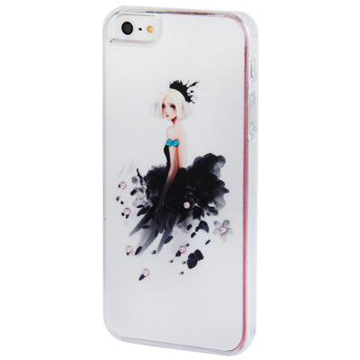 Black Swan Girl Pattern Diamond Encrusted Plastic Case for iPhone 5 & 5s & SE